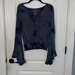 Dark blue, tie-dye, American Eagle long sleeve.